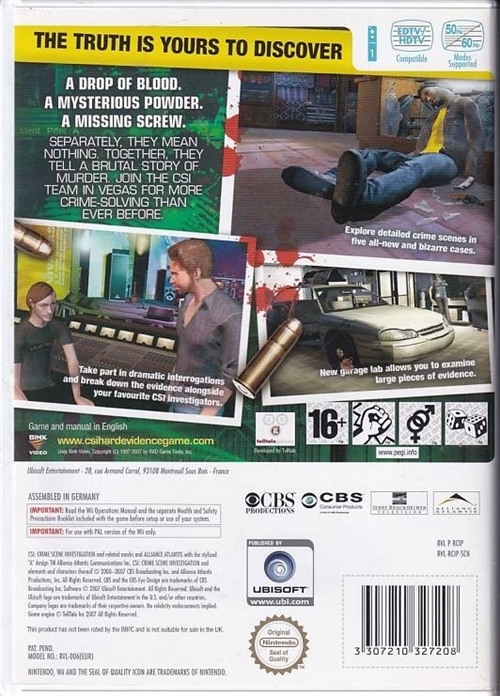 CSI Crime Scene Investigation Hard Evidence - Wii (B Grade) (Genbrug)